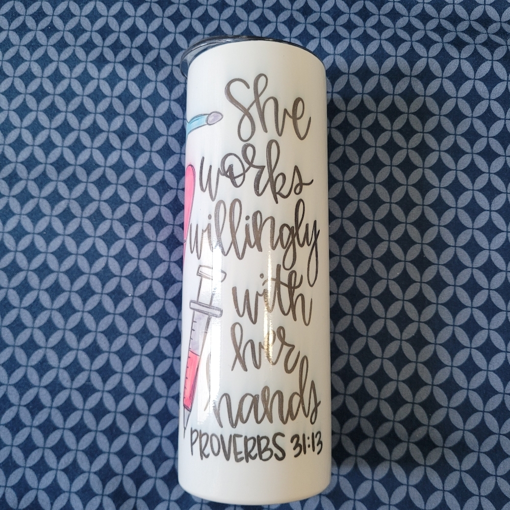 ❌Tumbler Medical Nurse Doctor Proverbs 31:13 Bible Verse